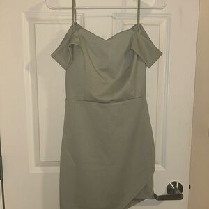 Elegant Off-Shoulder Sage Green Dress